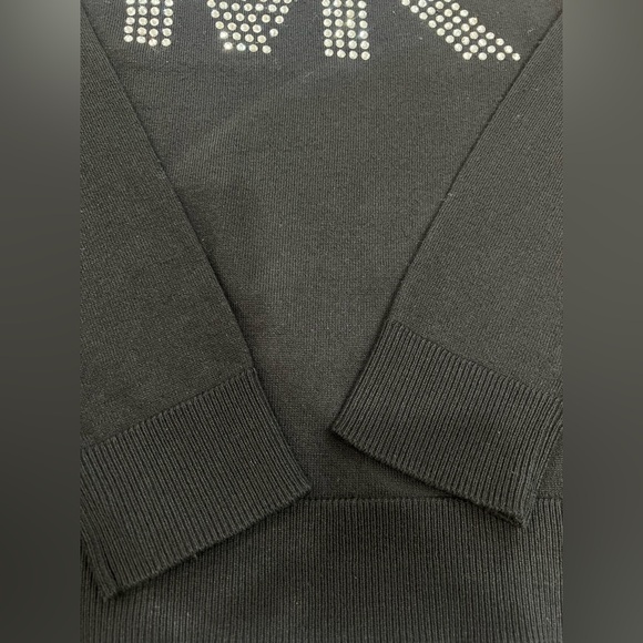 Michael Kors Black Crewneck Sweater with Silver Studded Rhinestone MK Logo Small - Picture 5 of 7